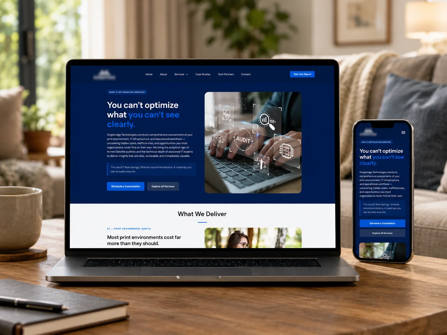 Responsive aviation services website presentation