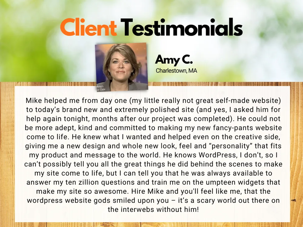 Client testimonial from Amy C.