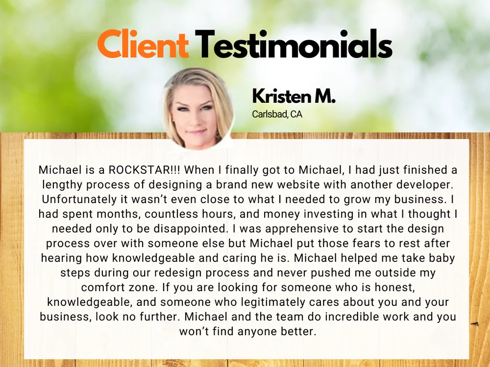 Client testimonial from Kristen M.