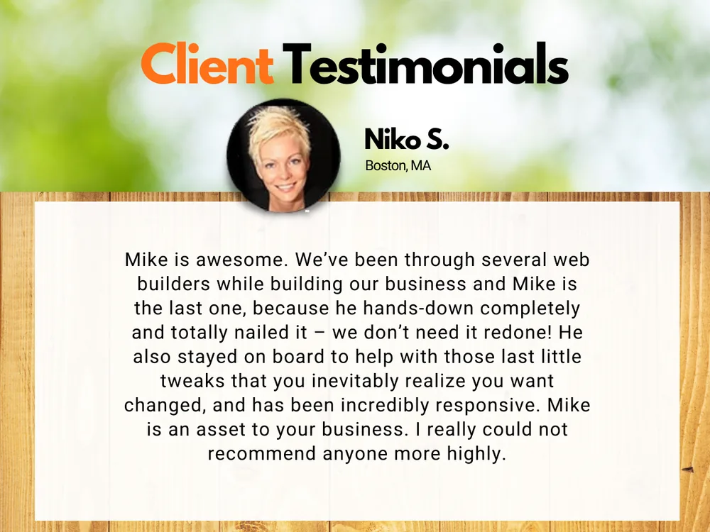 Client testimonial from Niko S.